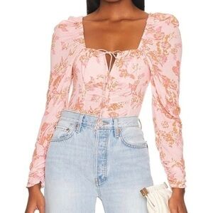 NEW Free People Hilary Blouse Top Pink XL